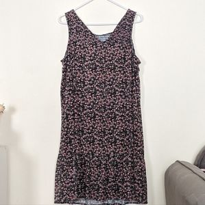 MAURICES Black Floral Mesh Overlay Ruffle Cottagecore A-line Dress, Sz L